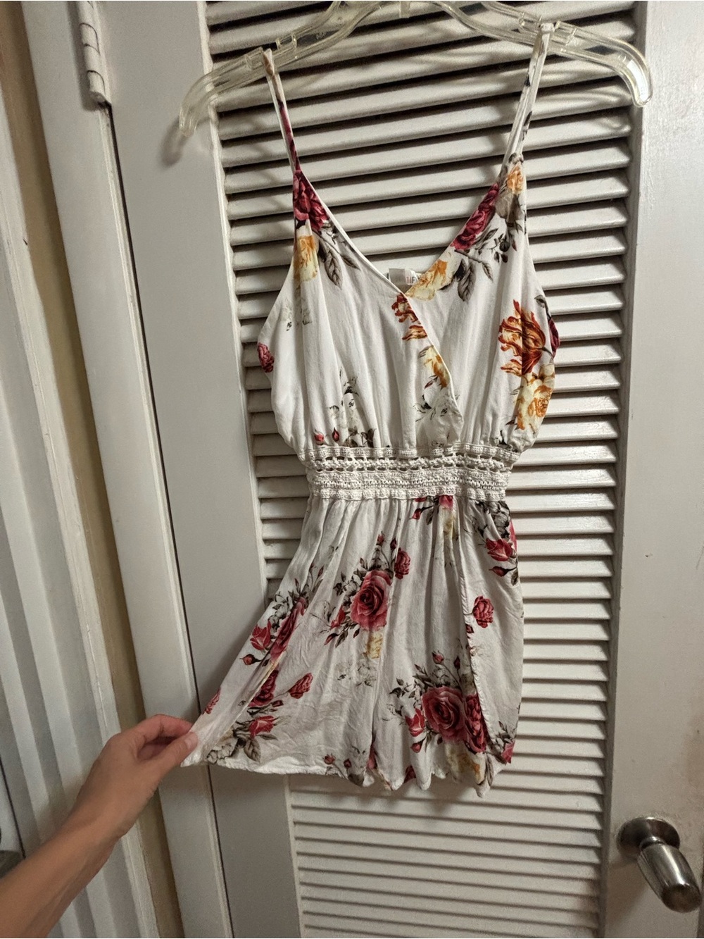Justify White Floral Mini Dress with Pink and Yellow Roses